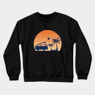 80s retro sunset beach Crewneck Sweatshirt